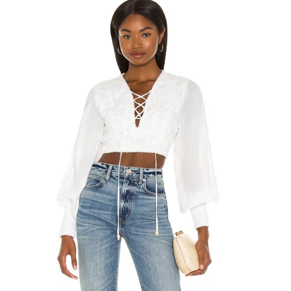 Tularosa Tops - NWT: Tularosa - Women's long sleeve cropped Cierra Embroidered Top